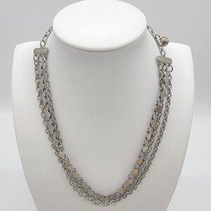 Necklace‎ Layered Silver Tone 3 Strand Estate Costume Jewelry